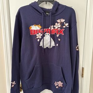 Disney Navy Blue Baymax Hoodie with Floral Accents